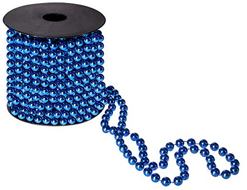 SPRINGOS Weihnachtsschmuck Perlenband 10 m Perlengirlande Perlenkette Kunstperlen Ø 8 mm Weihnachtsgirlande (Blau)