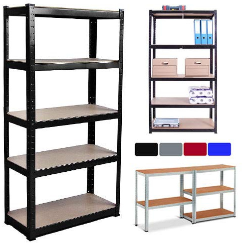 5 Tier Blue Garage Shelving Unit Heavy Duty Industrial Shed Kitchen Office Metal Storage Racking, Steel & MDF Boltless Shelves - Massive 875kg Capacity 175KG per Shelf | 150cm H 70cm W 30cm D
