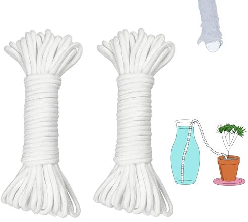 ORIMERC 18M 5mm Diameter Self Watering Wick Cord Vacation Plant Sitter DIY Hydroponic Wicking Self-Watering Planter Pot Automatic Water System Device Potted Violet Auto Seedling Waterer Rope