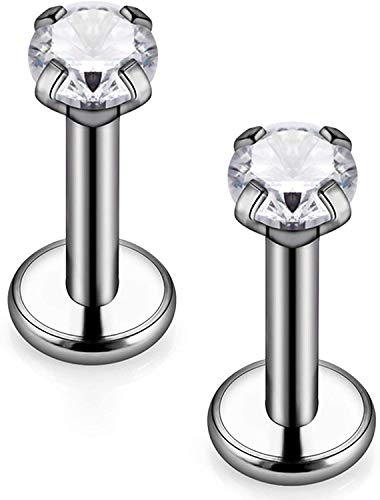 FECTAS 2er Titan Lippenpiercing Labret Stecker 16G 6/8/10mm Monroe Medusa Helix Tragus Lippe Stecker Piercing