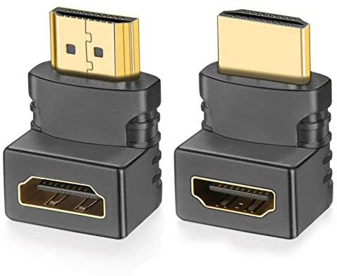 WILLIZTER HDMI-Stecker auf Buchse, abgewinkelt, 2 Stück, 90 Grad nach oben und 270 Grad nach unten, unterstützt 3D, 4K, UHD, Nintendo Switch, PS4, PS3, Xbox, Laptop, PC