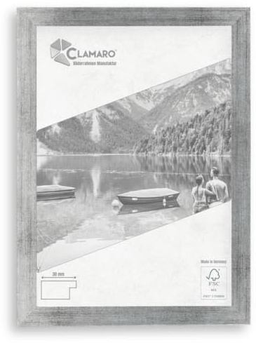 CLAMARO Bilderrahmen Collage, MDF Holz, Silber Gebürstet, 50 x 110 cm | Handgefertigt in Deutschland, Profilbreite 30 mm, inkl. Rückwand und Zackenaufhänger, für Hoch- und Querformat, eckig
