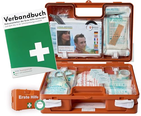 Erste-Hilfe-Koffer M1 PLUS für Betriebe mit aktueller DIN 13157 EN 13157 + DIN 13164 für KFZ - incl. Verbandbuch