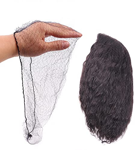 Ecojunmi Invisible Hair Nets for Long Hair, 100 Pcs 36 inch Black Elastic Mesh Women Hairnets Wig Cap for Wigs Hair Bun Sleeping Food Service (36 inches)