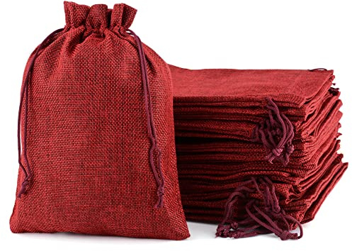 25 Stück Jutesäckchen mit Kordelzug, Jute Beutel 20 x 30 cm Baumwollsäckchen Stoffbeutel für Adventskalender Geschenksäckchen für Hochzeit Mitbringsel Weihnachten