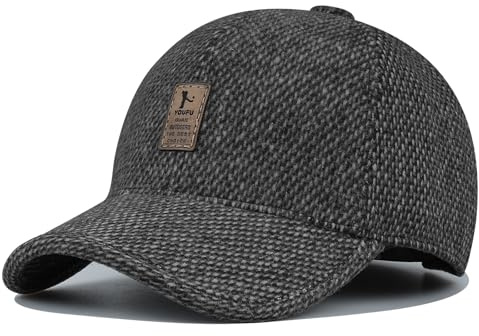 Clakllie Baseballkeps herr vinter varm ull fleece med öronlappar skärmmössa utomhus sport keps herr vinter höst, C-GSDT1-svart, En Storlek