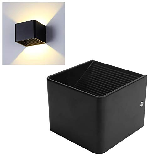 Sxhlseller LED-Wandleuchte, IP65 Wasserdichte Outdoor-Garten-Wandleuchte, Hochhelles Auf- und Ab-Licht für Eingangshalle, Flur, Heimtextilien AC85‑265V 3W (schwarze Schale, warmes Weiß)