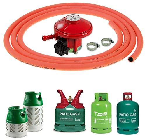 Catering Parts UK Gas Bottle Pressure Regulator 3m Orange Hose Clip On Calor Lpg Propane Cylinder