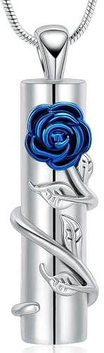 VCCWYQK Collier urne funéraire en forme de rose avec cylindre creux - Pendentif urne funéraire - Pour homme et femme