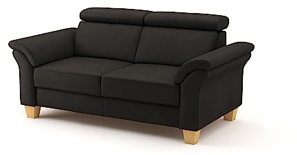 CAVADORE Echtleder 2er-Sofa Ammerland / Landhaus-Sofa mit Federkern + Kopfteilverstellung / 156 x 84 x 93 / Leder Dunkelbraun