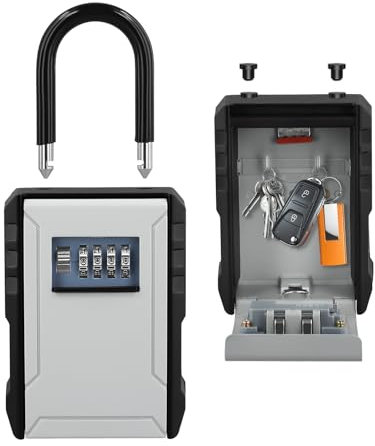 Schlüsseltresor Mit 4 Zahlencode,Schlüsselkasten Mit Abnehmbarer Bügel,Schlüsselsafe Mit Zahlencode Für Draußen Aussen,Wasserdicht Und Rostfrei,Schlüsselbox Für Schlüssel Oder Kleine Wertgegenstände