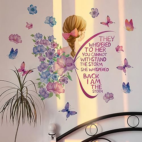 Runtoo Wandtattoo Schmetterling Mädchen Wandsticker Zitate Sprüche Wandaufkleber Wohnzimmer Schlafzimmer Kinderzimmer Babyzimmer Wanddeko