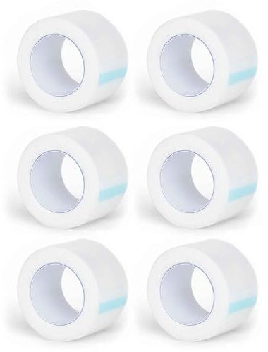 MUNSKT 6 rouleaux de ruban adhésif transparent pour la peau, 2,5 cm x 9,1 m bandage d'urgence bande respiratoire orale pansement et sensibilité respiratoire du visage