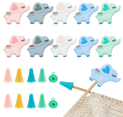 NBEADS 40 Stück Stricknadelstopper, Stricknadelspitzenschutz In Elefantenform Gummikegel Nadelspitzenstopper Maschenstopper Strickzubehör Zubehör Für Heimwerker Und Kunsthandwerk