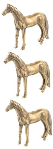 MAGICLULU 3stücke Vintage Messing Pferde Statue Dekoratives Tee Ornament Für Schreibtisch Bronzedekor Für Und Büro Verarbeitet Für