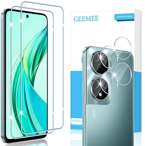 GEEMEE per Honor X7b/Honor 90 Smart Pellicola Vetro Temperato, Pellicola Protettiva + Fotocamera Vetro temperato, 2+2 Pezzi 9H Protezione Schermo Anti Graffi HD Screen Protector
