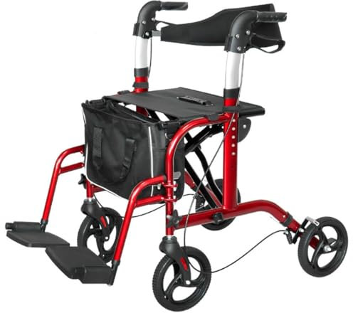 Deambulatore Rollator Pieghevole,Rollator con Freni di Stazionamento,Deambulatore in alluminio ultraleggero,deambulatore da esterno,Altezza regolabile A