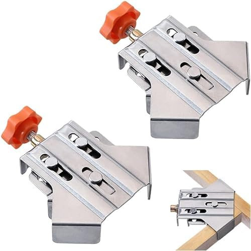 Right Angle Clamp Multipurpose Stainless Steel Quick 90 Degree Corner Clamp Ingle Handle Corner Clamping Tool with Adjustable Swing Jaw for Woodworking Photo Framing (Open*2)
