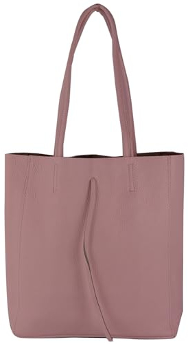 modamoda de - T253 - Ital. Sac à main avec poche intérieure en cuir, vieux rose, m