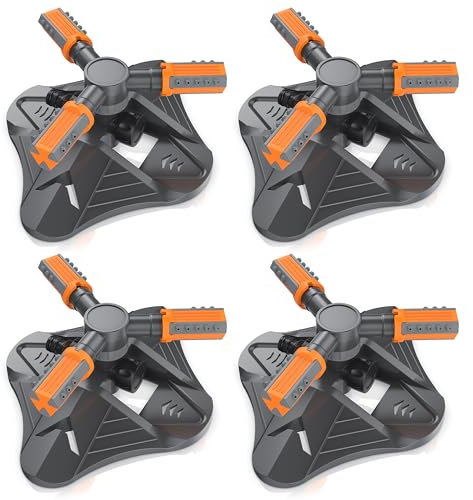 Brandson 4X 360 Grad Kreisregner Rasensprenger 3/4 Zoll, Garten Sprinkler, Rotierender Wasser Sprinkler, Große Flächen, 3 Arm Sprenger, mit Schnellkupplung, für Bewässerungsanlagen, Rasensprinkler