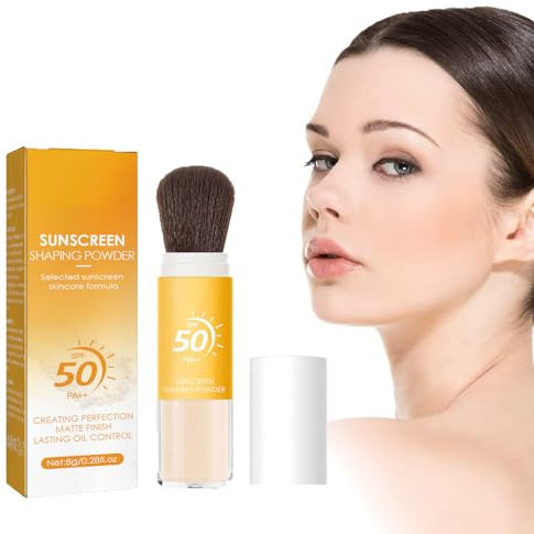 Poudre de Crème Solaire,Protection Solaire pour le Visage,Poudre de Protection Solaire SPF 50 pour le Visage,Poudre Minérale pour Écran solaire,Contrôle D'huile Finition Mate Naturelle (1PCS)