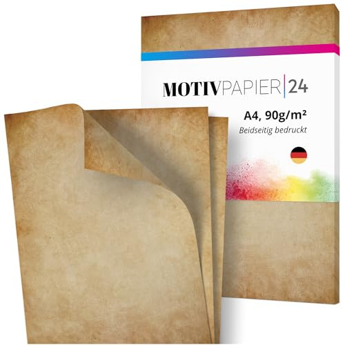 Einladungskarten Manufaktur Hamburg 60 Blatt Briefpapier Set beidseitig bedruckt Motivpapier Papier A4 Druckerpapier 90g/m² Alt Vintage Retro Antik braun beige Schatzkarte