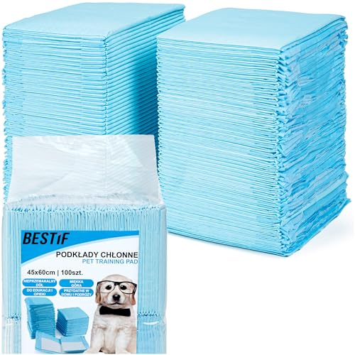 BESTIF Trainingspads für Hunde 45x60cm 100er- Pack 6-lagig Blau | auslaufsichere Trainingsunterlagen Welpen Haustiere Training Pads Set 100 Stück