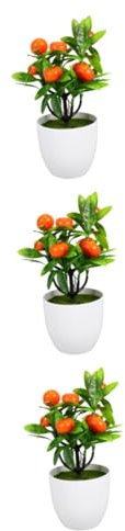 Garneck 3 Stück Orangefarbene Topfornamente Künstlicher Orangenbaum Künstlicher Herbst Minibaum Künstlicher Obstbaum Obstbaum Bonsai Orange Küchendekoration Künstliche