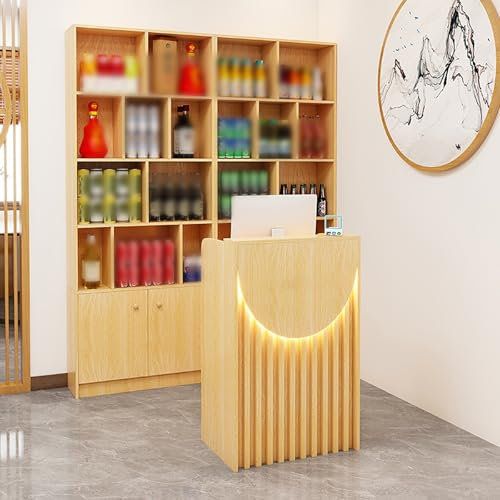 USFJATI Büro theke Rezeption Tisch Empfangstheken Empfangstheke mit Schubladen Tisch mit schubladen Zeitgenössischer Empfangsschreibtisch Moderner Empfangstresen, for Büro Bekleidungsgeschäften(Wit)