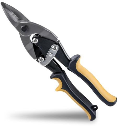 INJOYTEC Straight Cut Snips Aviation Snips with Wire Cutter Straight Cut Labor Saving Aviation Snips for Cutting Metal Sheet Straight Cut Regular Tin Cutting Shears