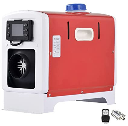 QWBDNMQP Dieselheizung 12 V 5 kW, tragbarer All-in-1-Luftstandheizer mit LCD-Monitor und Fernbedienung, Autoheizung für Wohnmobil, LKW, Boot, Bus, Autoanhänger, Wohnmobile, Einzelauslassloch, Rot