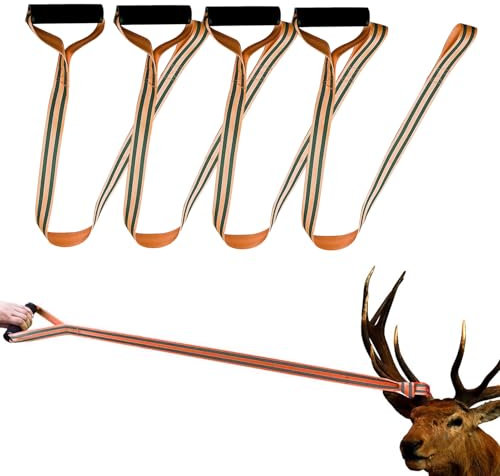 4 Stück Deer Drag 150CM Robuste rutschfest Zugseil Hirsch-Schleppseil Hirsch-Zuggeschirr Bergehilfe Hirschschleppseil Mit Komfortgriff, Hunting Abschleppgurt Wildbergehilfe für Die Jagd Im Freien