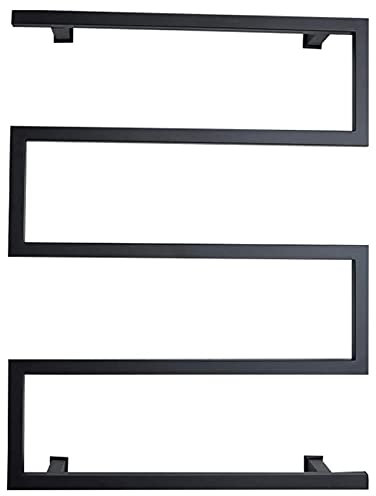 QRXALISA Scaldasalviette Elettrico per Bagno, scaldasalviette Elettrico in Acciaio Inox, scaldasalviette Intelligente a Parete con Interruttore LED, Nero