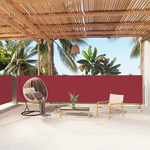 Xichuzi Seitenmarkise Ausziehbar, Windschutz Terrasse, Balkon Windschutz, Balkon Sichtschutz, Sichtschutz Zaun, Sichtschutzzaun, Markise Balkon, Sichtschutzwand, Rot 140x1000 cm