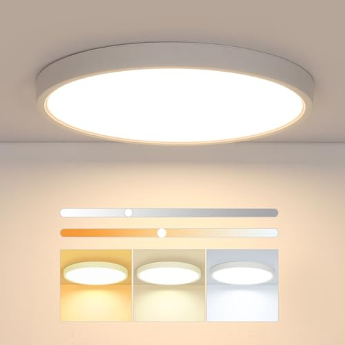 Osairous Plafoniera LED Soffitto Dimmerabile, Ø30cm 24W Plafoniere moderna, IP44 Lampada LED Soffitto, 3000K-6500K 2160 LM Lampada led soffitto per Soggiorno, Camera da Letto, Cucina, Bagno, Balcone