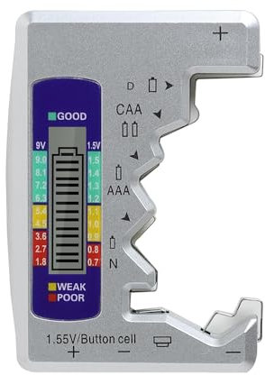 Battery Tester for All Batteries UK Household Battery Testers Digital Battery Checker Capacity Level Tester for C AA AAA D N 9V 1.5V Button Cell