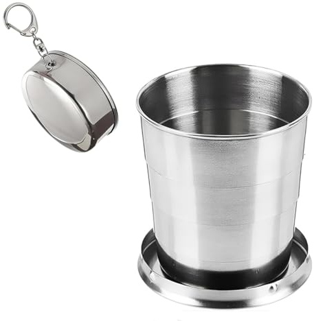 Doukesh Faltbecher Faltbarer Edelstahl Becher Camping Reisebecher für Camping Wandern Angeln Reisen Geschenke für Männer (150ML, stück, 1)