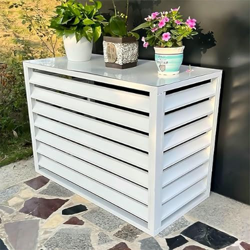 GFXYQPDNV Gabbia di Alluminio del condizionatore Aria con coperture di CA per Le unità Esterne e Il recinto del condizionatore Aria del Supporto del Fiore del Contenitore della Spazzatura