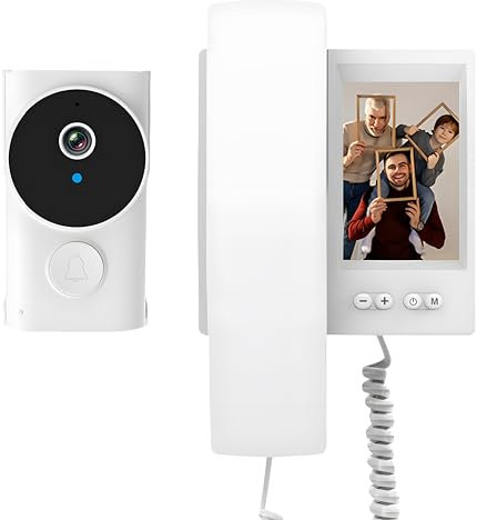 Winnes Video Campanello Senza Fili da Esterno con 1080P 3,5 IPS Schermo,Video Citofono con Fotocamera,Visione Audio Bidirezionale Notturna a Infrarossi Supporta Italiano,Senza WiFi&APP (Bianco)