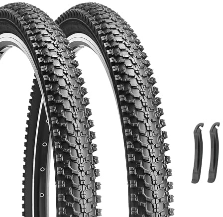 Hycline 2er-Pack MTB Ersatz Faltreifen: 24x1.95 (50-507) /26x1.95 (50-559) Zoll Faltbarer Fahrradreifen 30 TPI Paar Schwarz