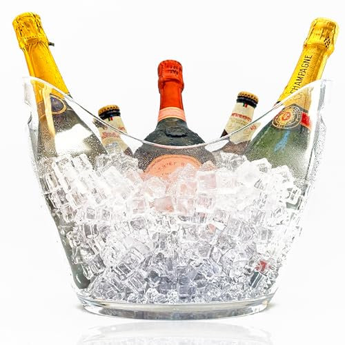 Ice Bucket 8L, Premium Thick Acrylic Plastic Drinks Bucket - Perfect for Champagne, Wines and Beers