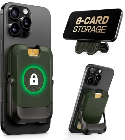 SUPCASE Porte-Cartes Magsafe avec Support Téléphone, Portefeuille Magnetique [Maintien 6 Cartes] [Blocage RFID] [Magnétique Puissant] Portefeuille pour iPhone 17/16/15/14/13/12 Série, Vert