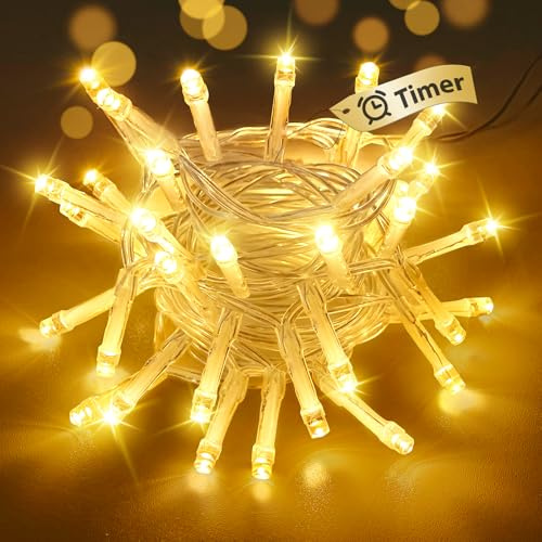 btfarm Fairy Lights Battery Operated with Timer, 3M 30 LED String Lights Battery Powered Waterproof, 2 Modes Battery Christmas Twinkle Light for Indoor Bedroom Wedding Party Decorations, Warm White