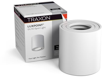 TRAXON LUXPOINT Foco LED de Techo Orientable Cilíndrico para Bombillas GU10 (no incluida) aluminio Φ83×85mm techo spotlight 220V superficie (Blanco Cilíndrico)