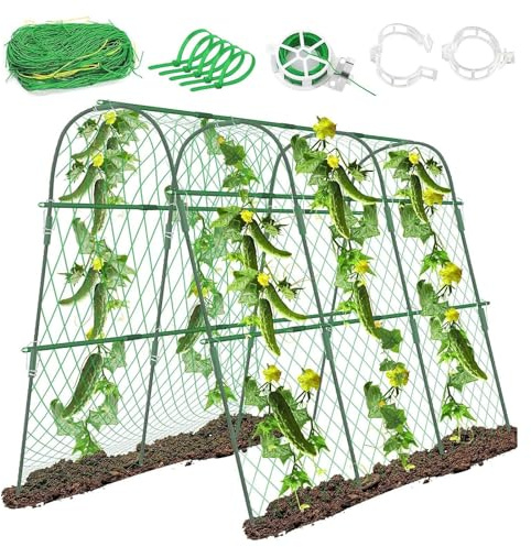 Enrejado de metal para jardín para tomates y pepinos, 160 x 140 x 120 cm, soporte en forma de U, marco de escalada de plantas para flores, frambuesas y plantas frutales, decoración de jardín verde