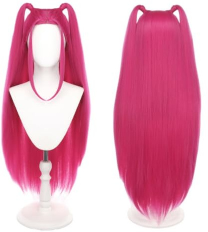 CGVG lång slät rosa cosplay peruk anime Mira cosplay peruk för kvinnor halloween karneval party (rosa)