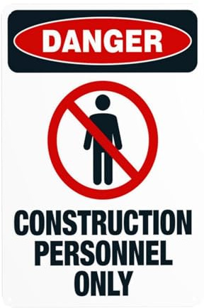 Cartel de metal de advertencia de seguridad para personal de construcción para negocios, oficina, carretera, hogar, calle, pared, decoración personalizada, fácil de montar, 20 x 30 cm