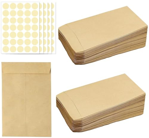 150 Stück Samentütchen,Kraftpapier Tüten,6x10CM Papiertüten Klein