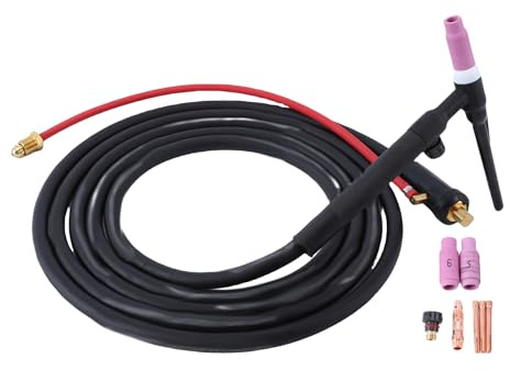 Denash WP-17V TIG-Schweißbrenner mit 16,4-Fuß-Schlauch und Kabel, 150-A-TIG-Torch für MIG200 mit 8 mm² Kupferkabel, Geripptem Griff und Ultra-Lichtkörper für ARC205 Pro