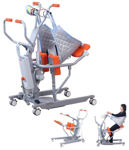 Elektrischer Patienten-Hebestuhl, für ältere Menschen, Stillstuhl, einstufiger Ständer, Unterstützung, Duschstuhl, höhenverstellbar (95 - 127 cm), mit 4 Rollen bis zu 150 kg